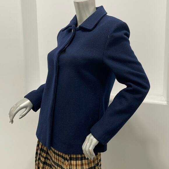 Blugirl Folies Women Wool Blend Pea Coat Blue Size 10 - Picture 3 of 16